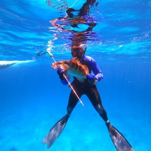 Spear fishing on Staniel Cay